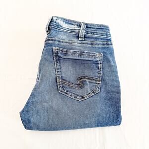 Silver Jeans Girlfriend Western Glove Works Embellished Denim Jeans Size 32 x 29